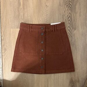American Eagle Outfitters Rust Button-Front Mini Skirt